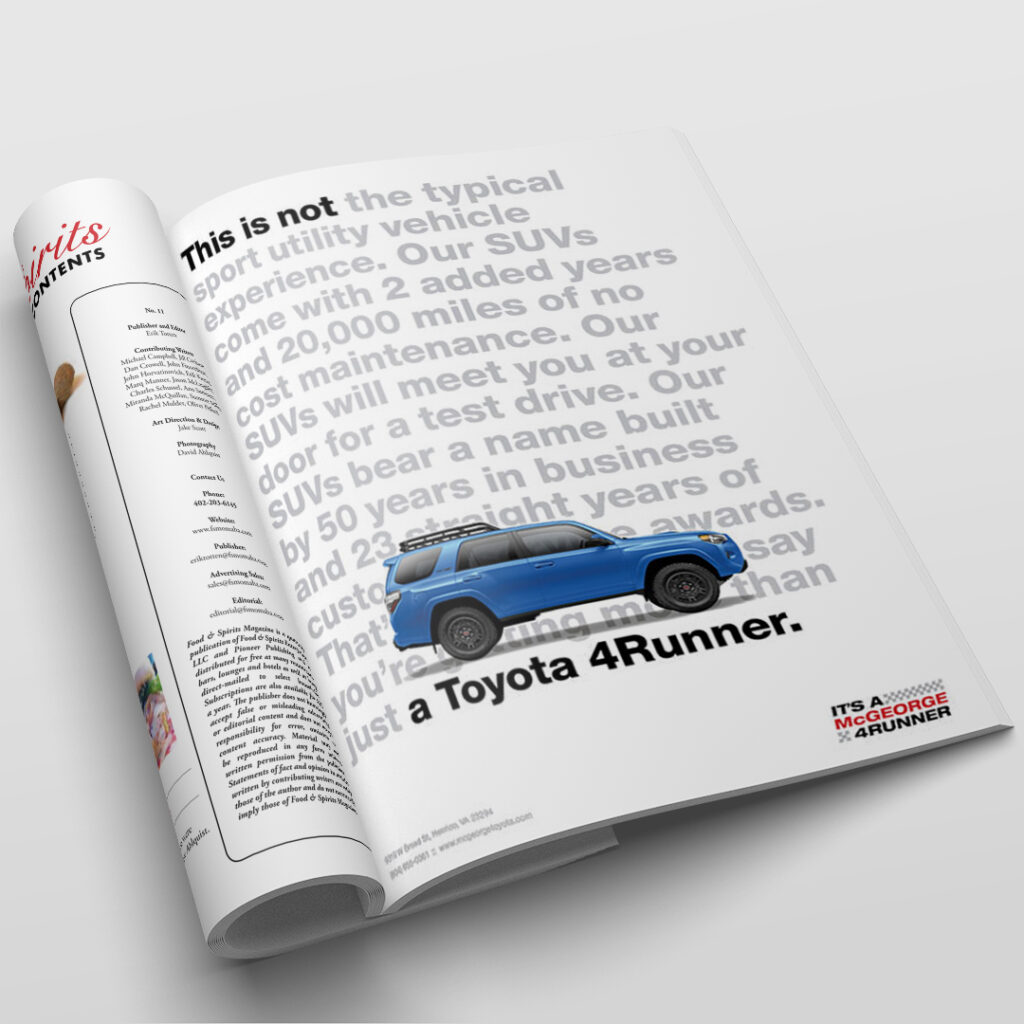 Full Page Ad for McGeorge Toyota